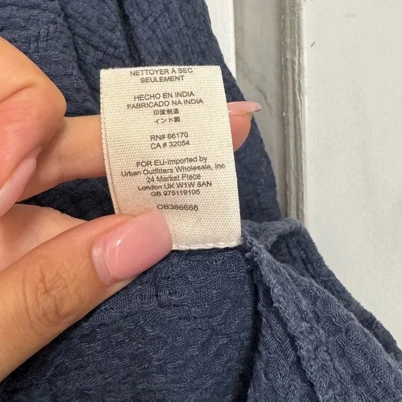 Free People Gauze Sweet Talker Top Women's Boho Peasant Blouse Navy Size Small - Picture 12 of 14